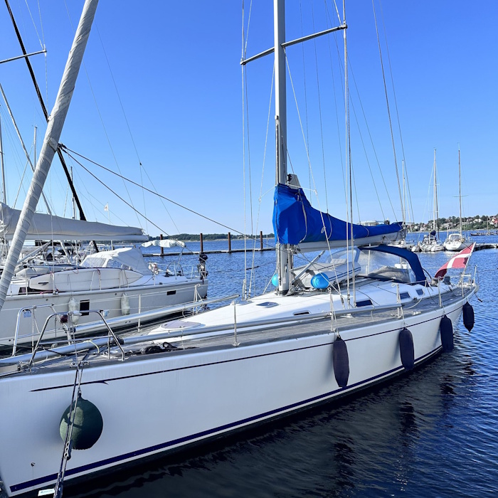 Anders’s sailing boat moored in Roskilde harbour